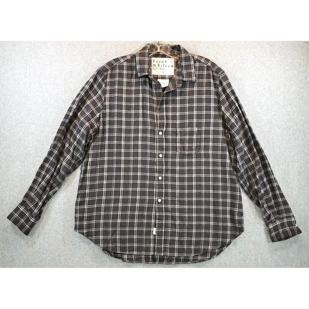 Frank & Eileen Flannel Shirt Eileen Womens Gray Plaid Size M Casual Button Up